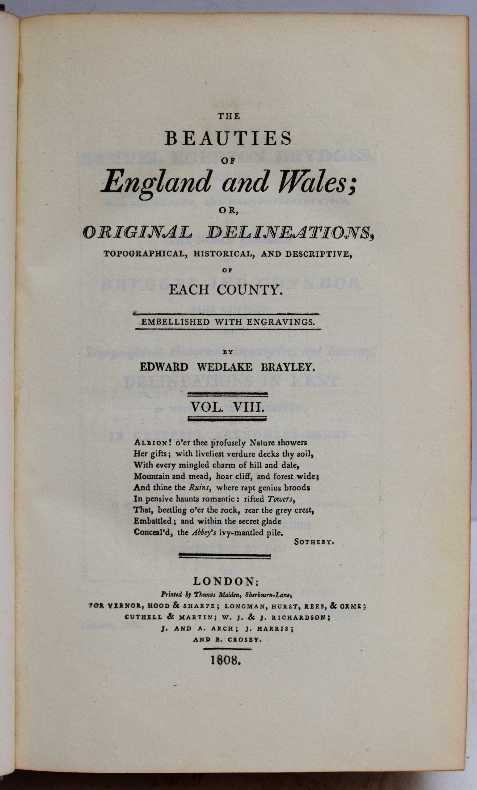 THE BEAUTIES OF ENGLAND AN WALES : OR ORIGINAL DELINEATIONS, TOPOGRAPHICAL, HISTORICAL, AND DESCRIPTIVE OF EACH COUNTY. - Image 2