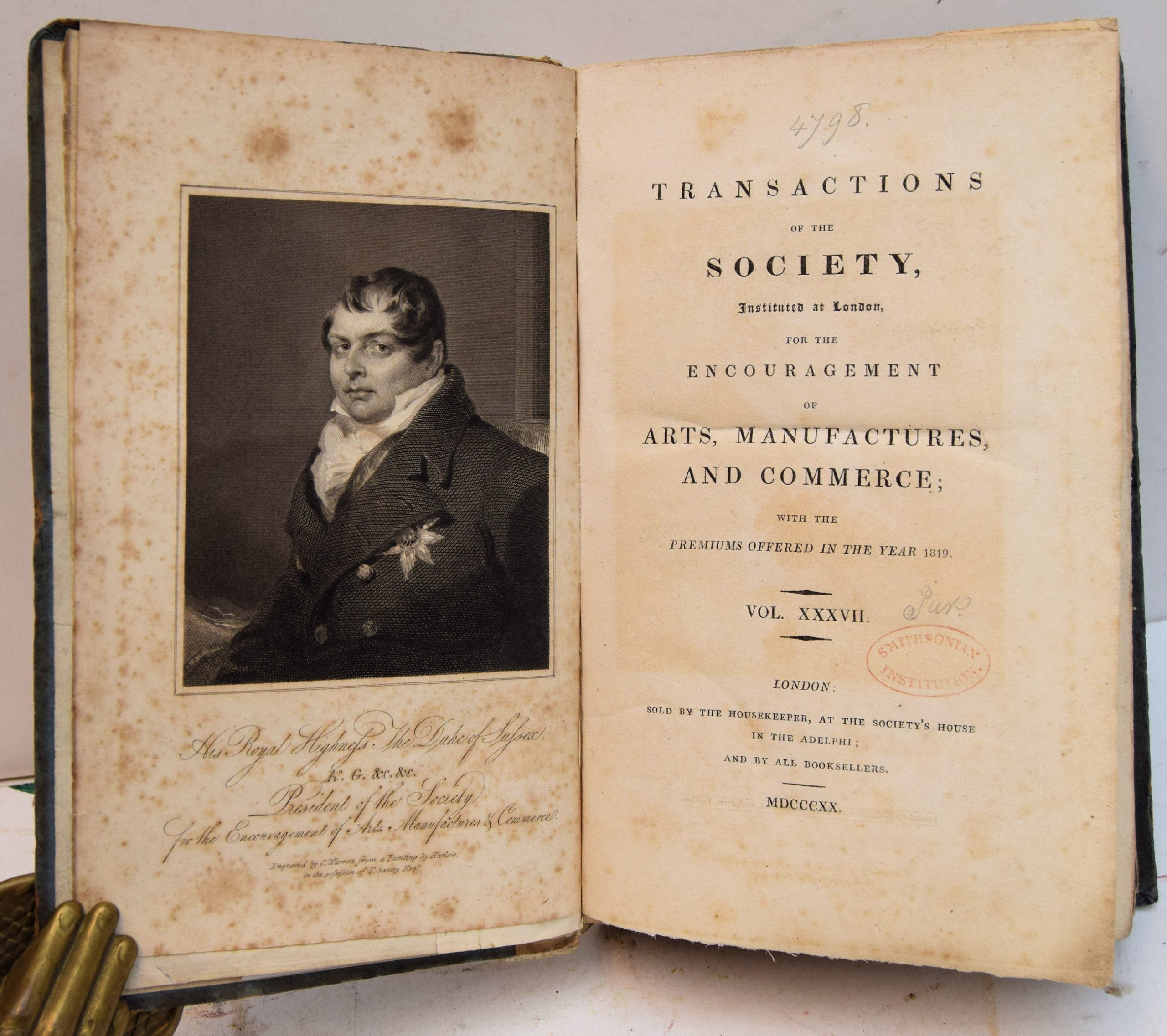 TRANSACTIONS OF THE SOCIETY, INSTITUTED AT LONDON FOR THE ENCOURAGEMENT OF ARTS, MANUFACTURES AND COMMERCE:. - Image 2
