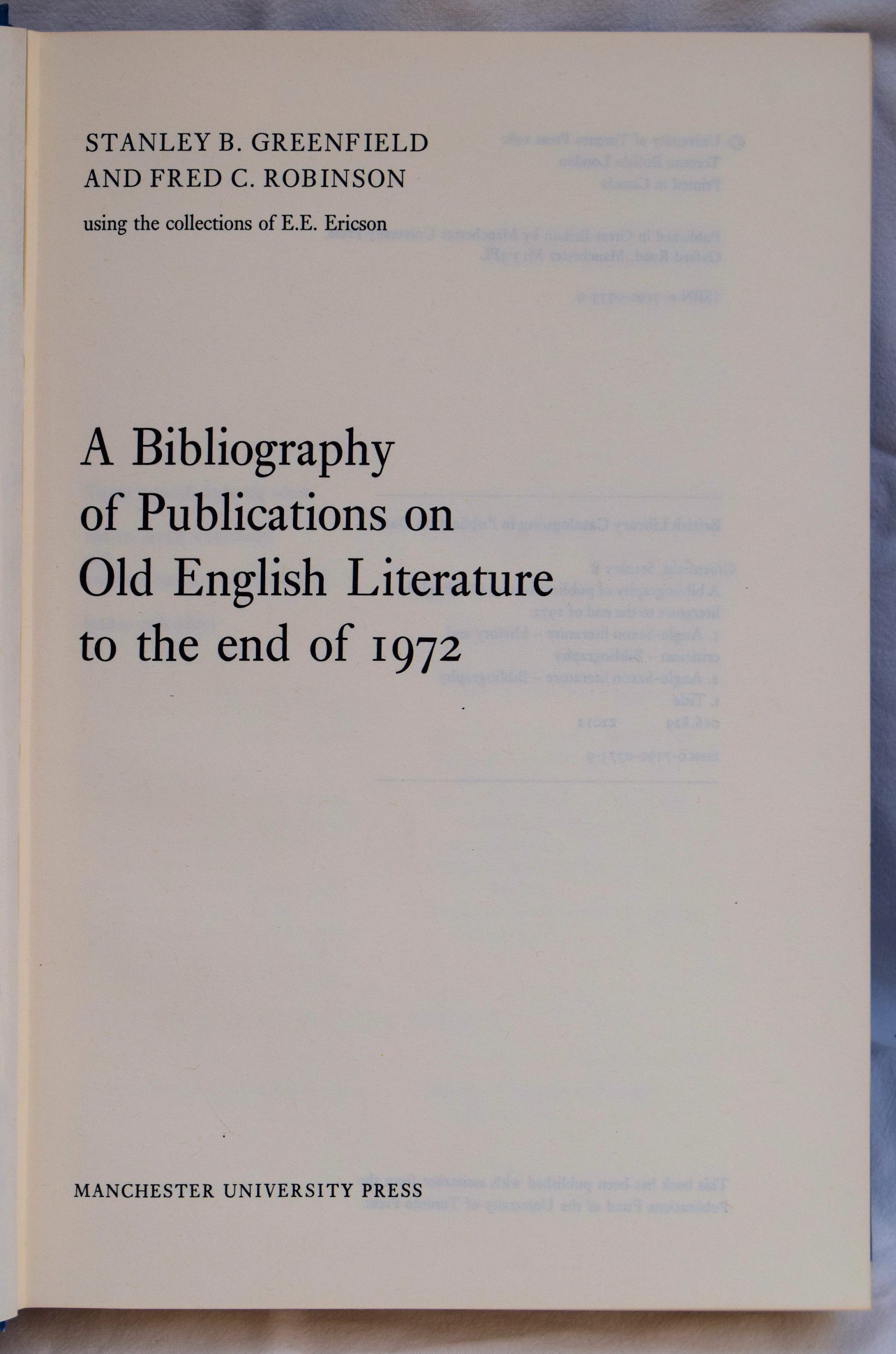 A BIBLIOGRAPHY OF PUBLICATIONS ON OLD ENGLISH LITERATURE TO THE END OF 1972. - Image 2