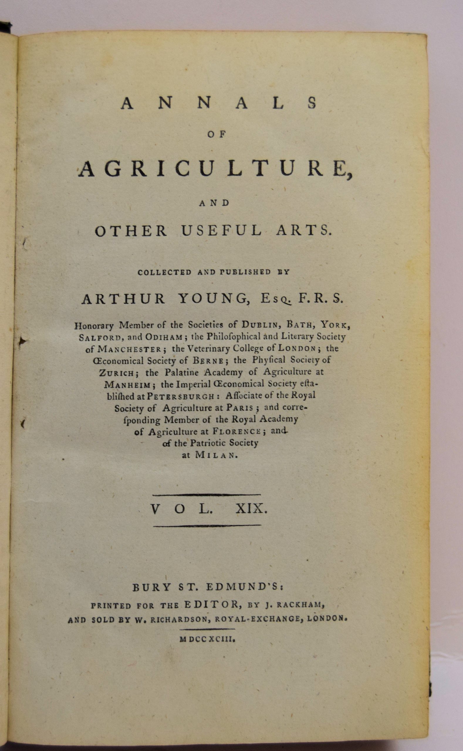 ANNALS OF AGRICULTURE. VOL. XIX. - Image 2