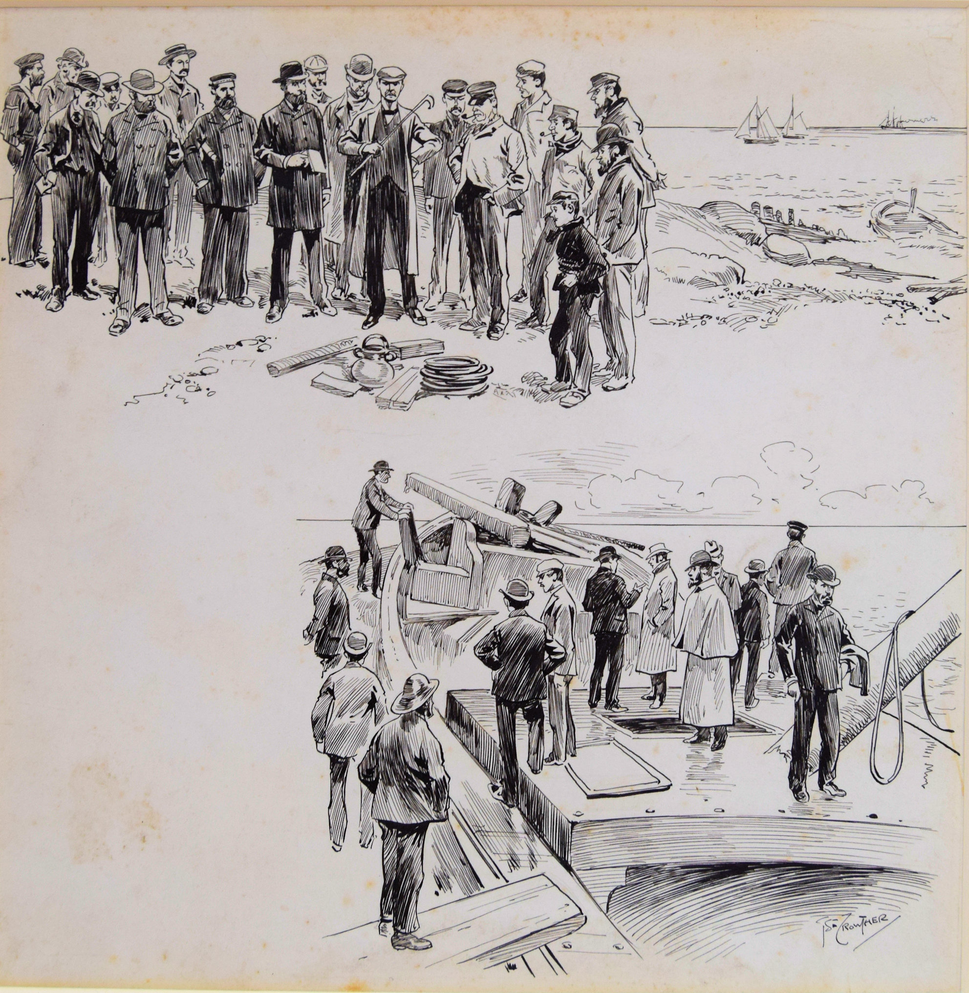 THE WRECKAGE OF THE 'AGDAR' AND 'BARON HOLBURG' ON FOLKESTONE BEACH