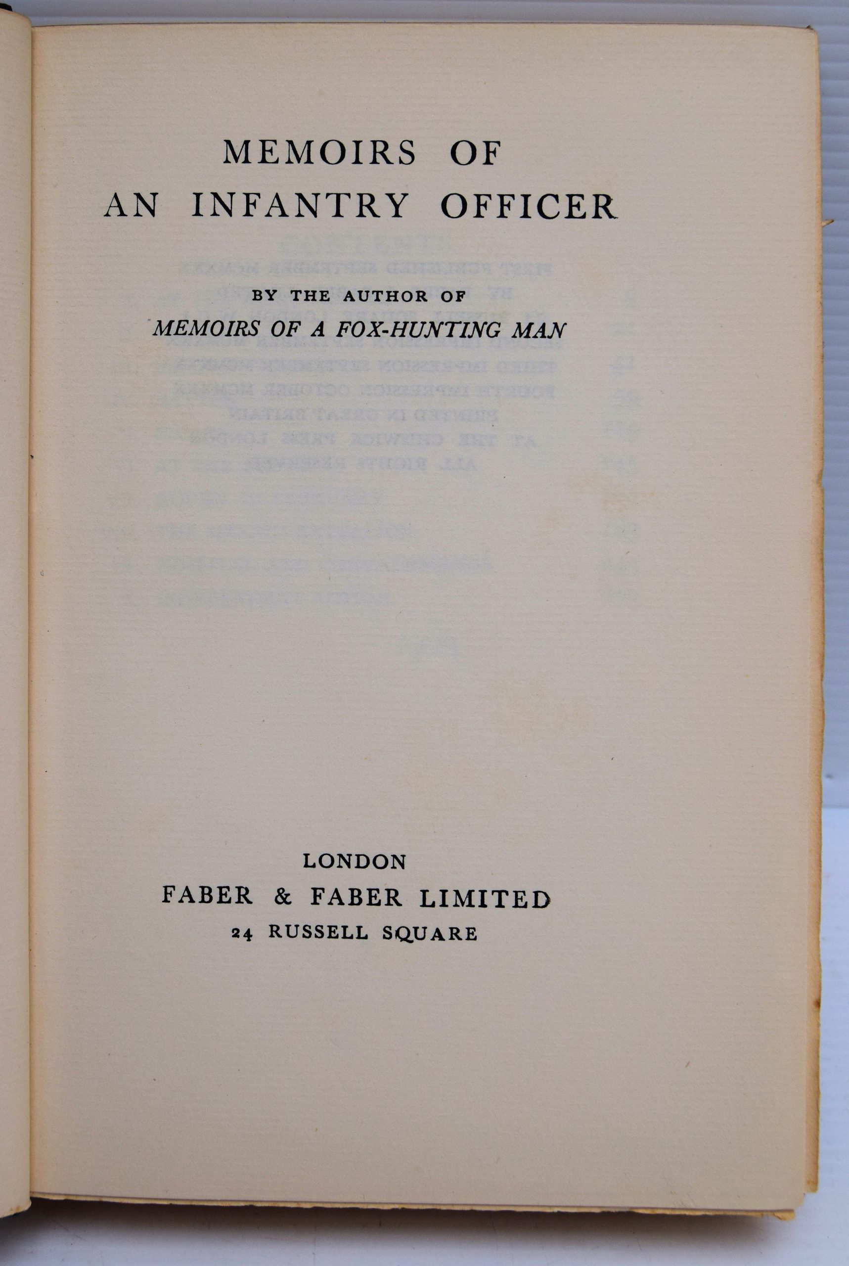 MEMOIRS OF AN INFANTRY OFFICER. - Image 2