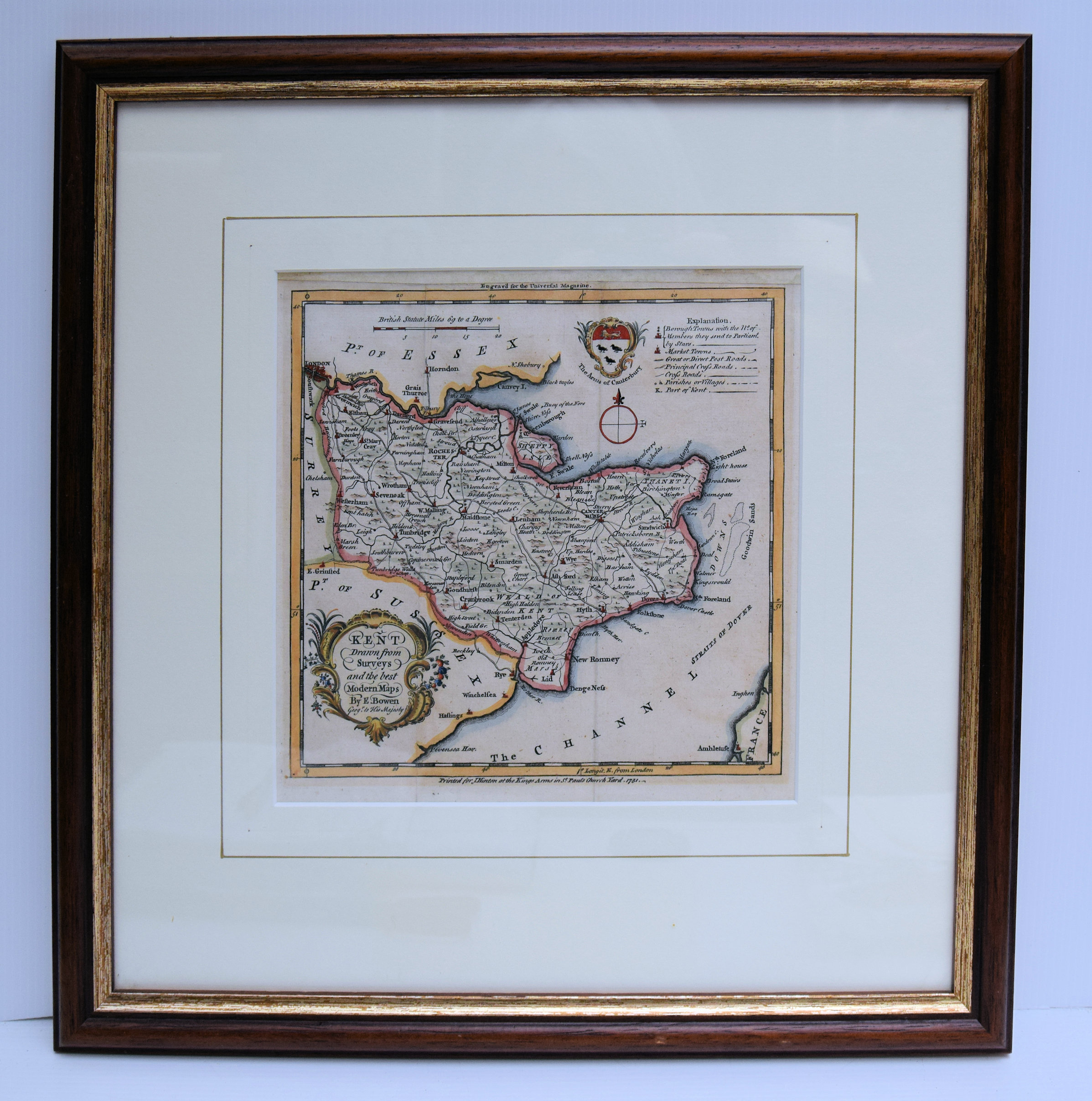 KENT DRAWN FROM SURVEYS AND THE BEST MODERN MAPS BY E. BOWEN GEOG., TO HIS MAJESTY.. - Image 2