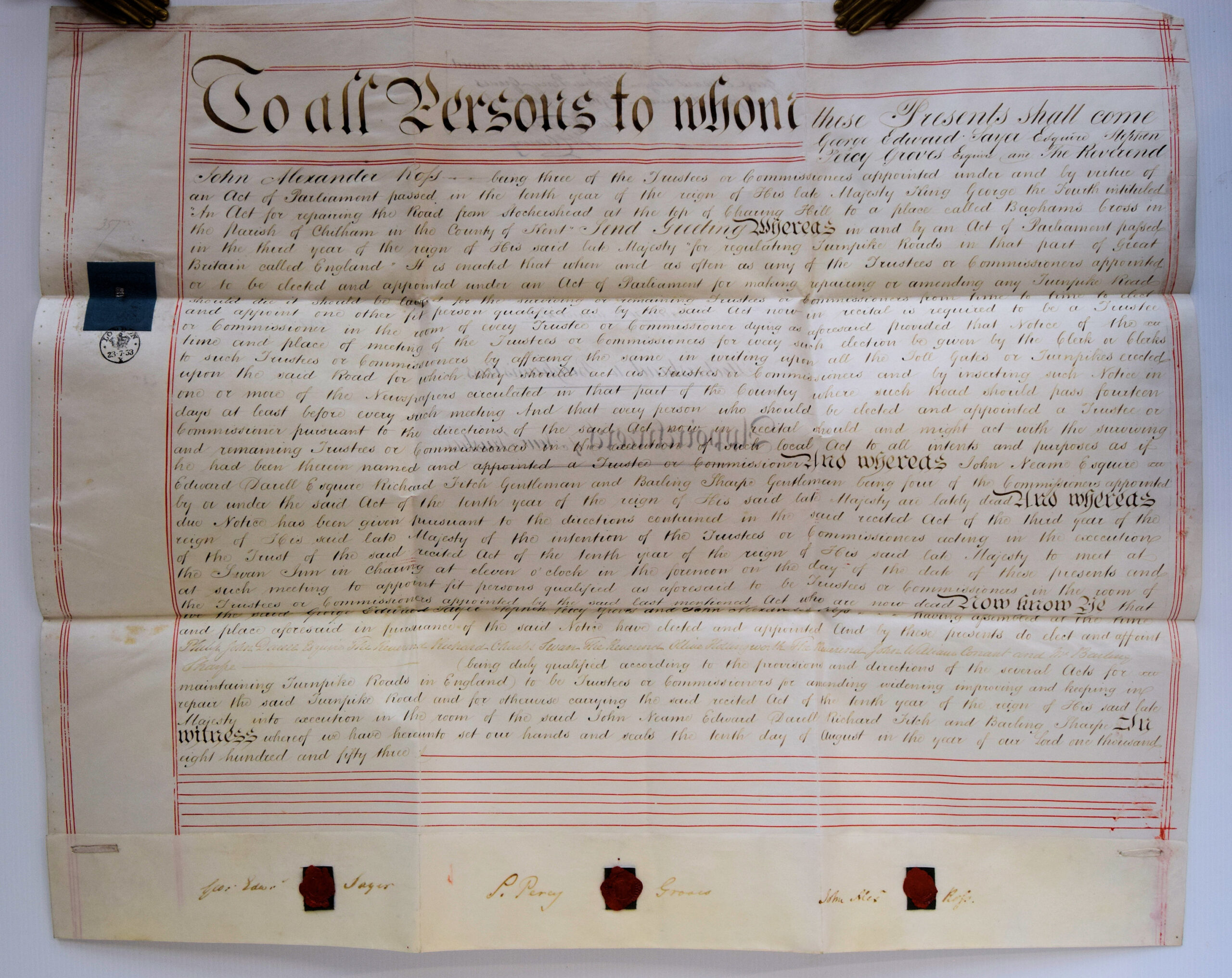 STOCKERSHEAD TO CHILHAM / STOCKERSHEAD TO BAGHAM'S CROSS TURNPIKE TRUSTS. APPOINTMENT OF (NEW) TRUSTEES.. - Image 2